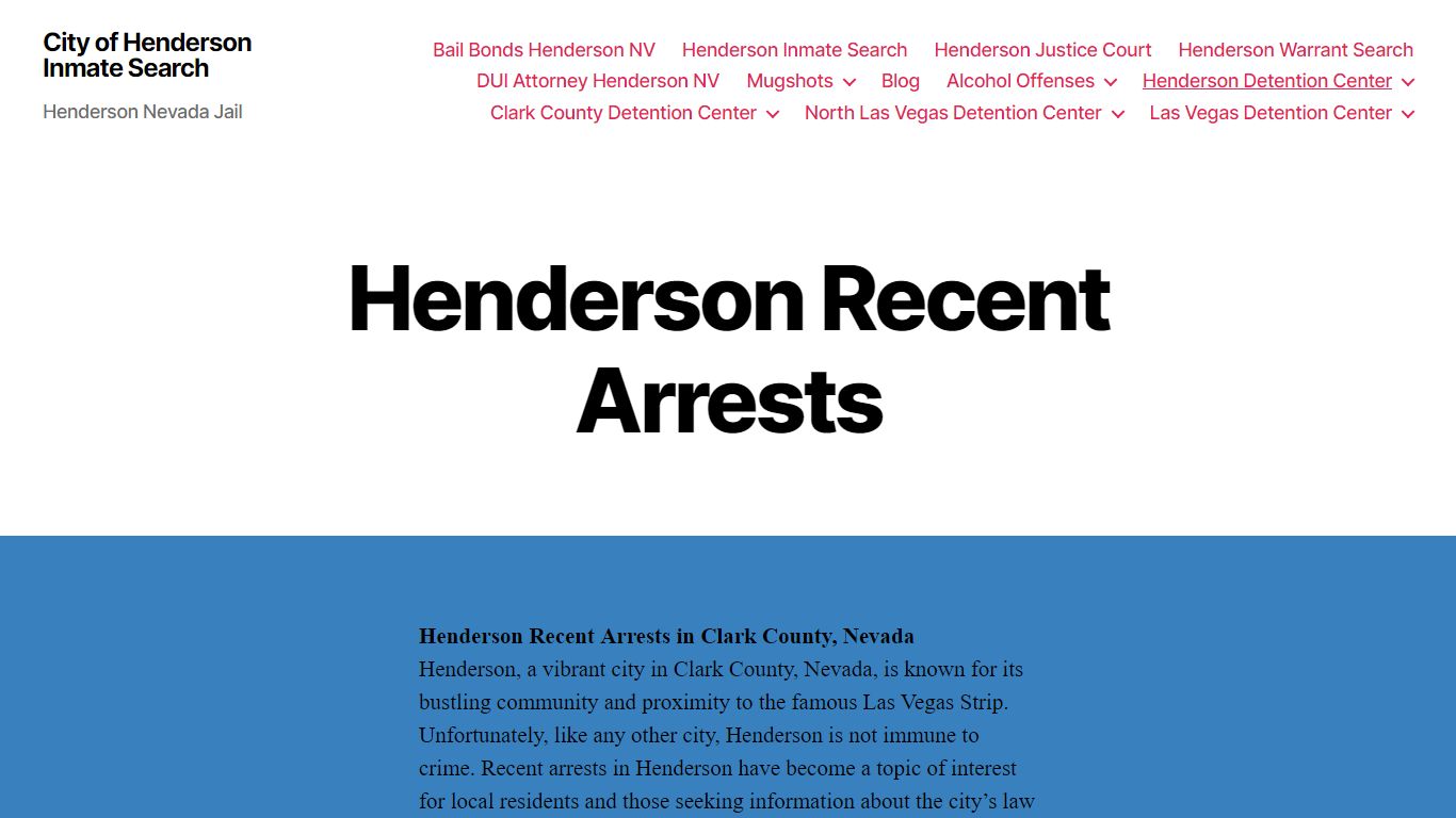 Henderson Recent Arrests - City of Henderson Inmate Search