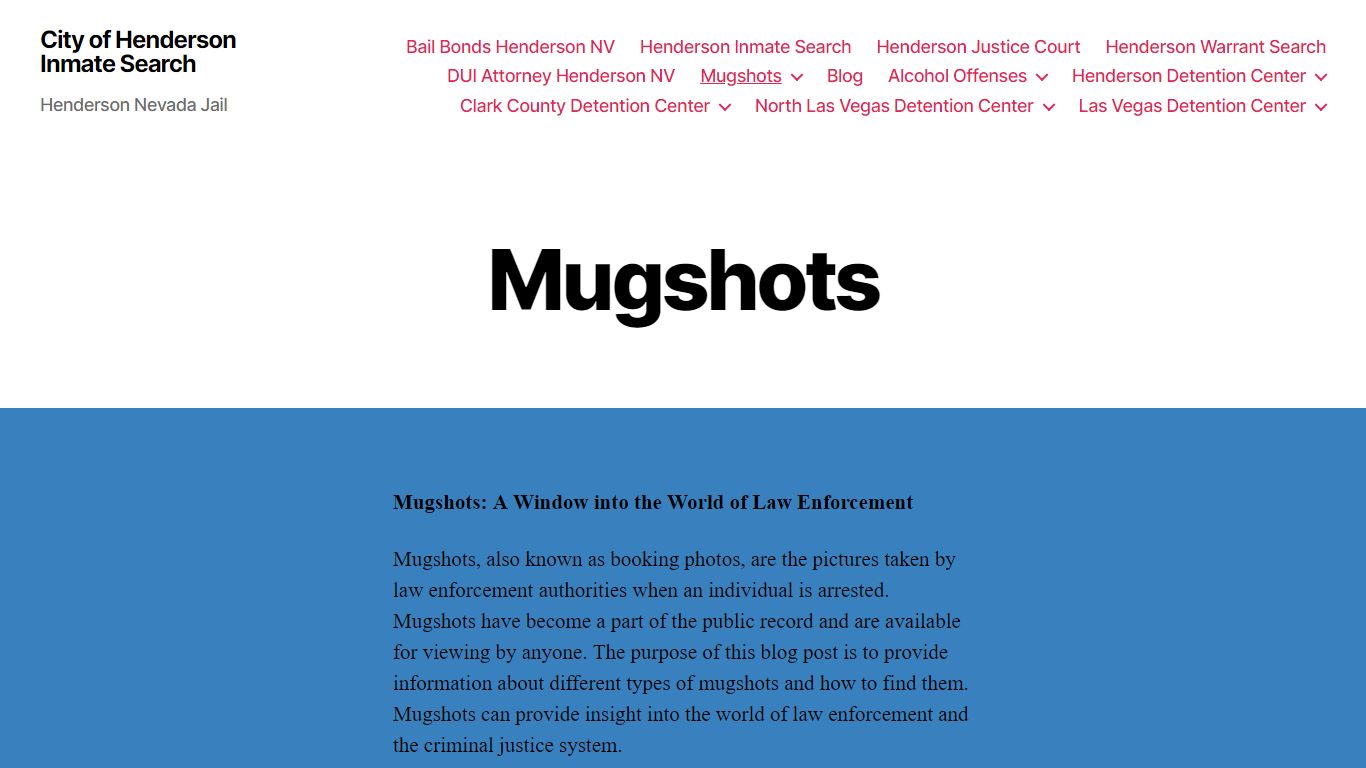 Mugshots - City of Henderson Inmate Search